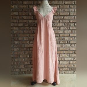 Xirena Leyla Sleeveless Cotton Gauze Maxi Dress with Ruffled Adjustable Straps.